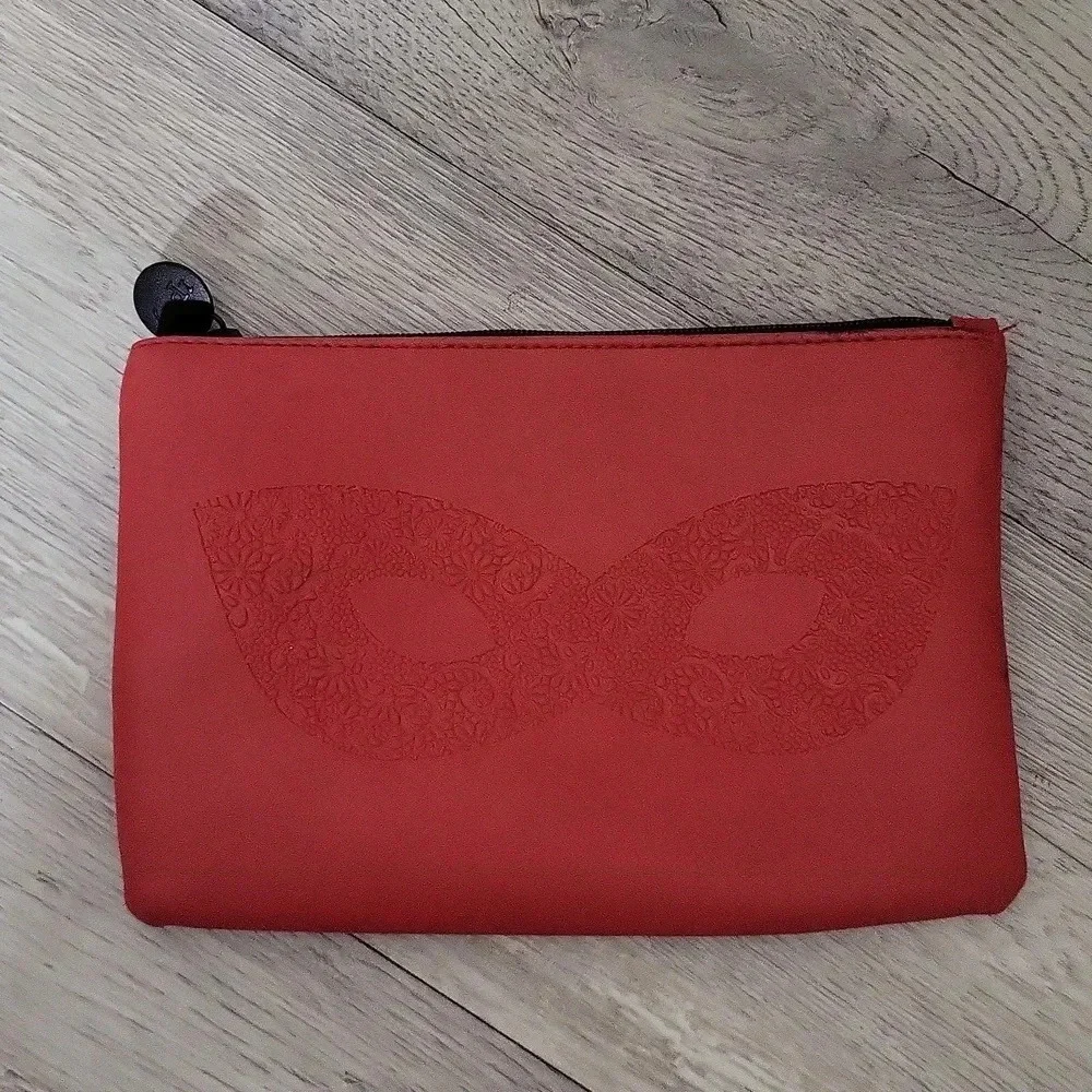 Ipsy‎ Red Floral Masquerade Cosmetic Pouch